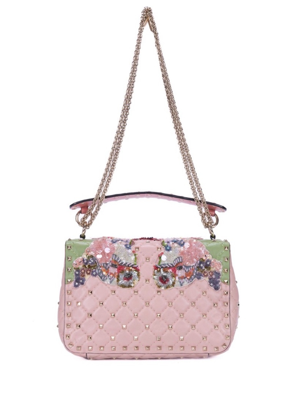 Valentino Garavani Pink Floral Rockstud Spike Crossbody - Picture 6 of 15